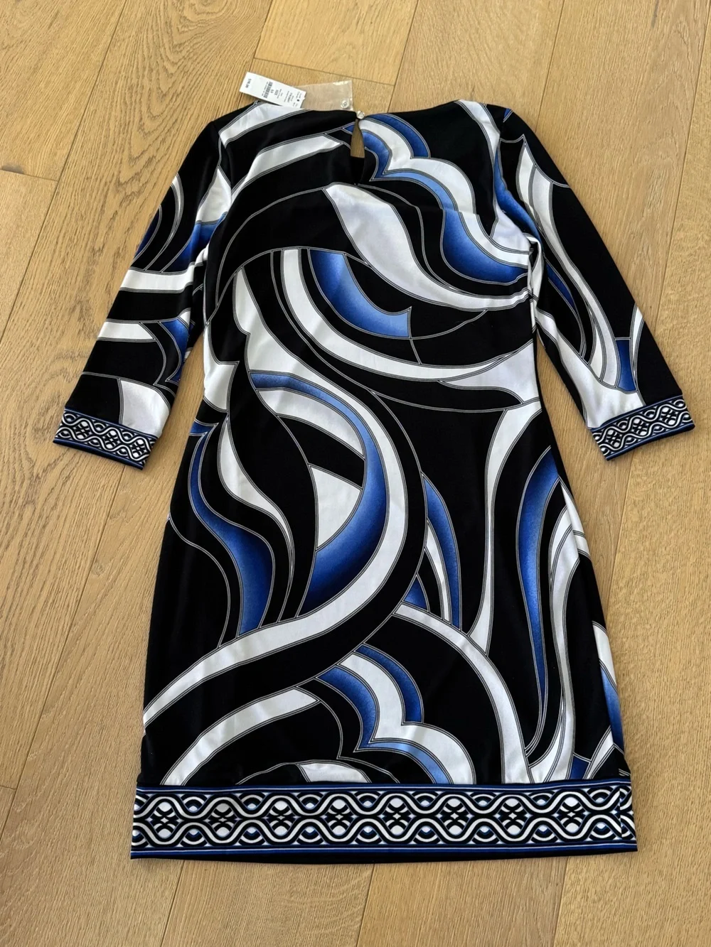 White House Black Market Dress 3/4 Sleeve Swirl Print Tunic XSmall NWT